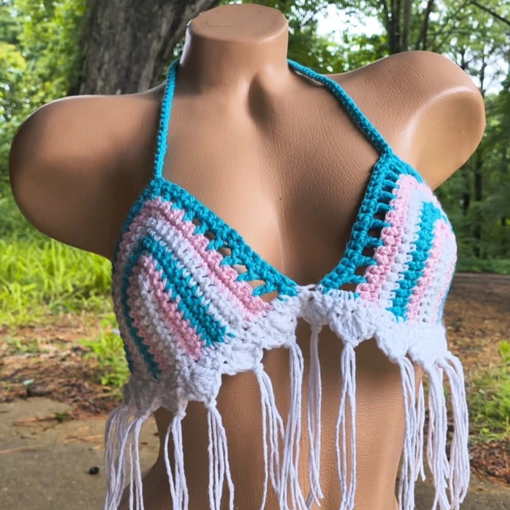 Crochet Halter Top with Fringe
